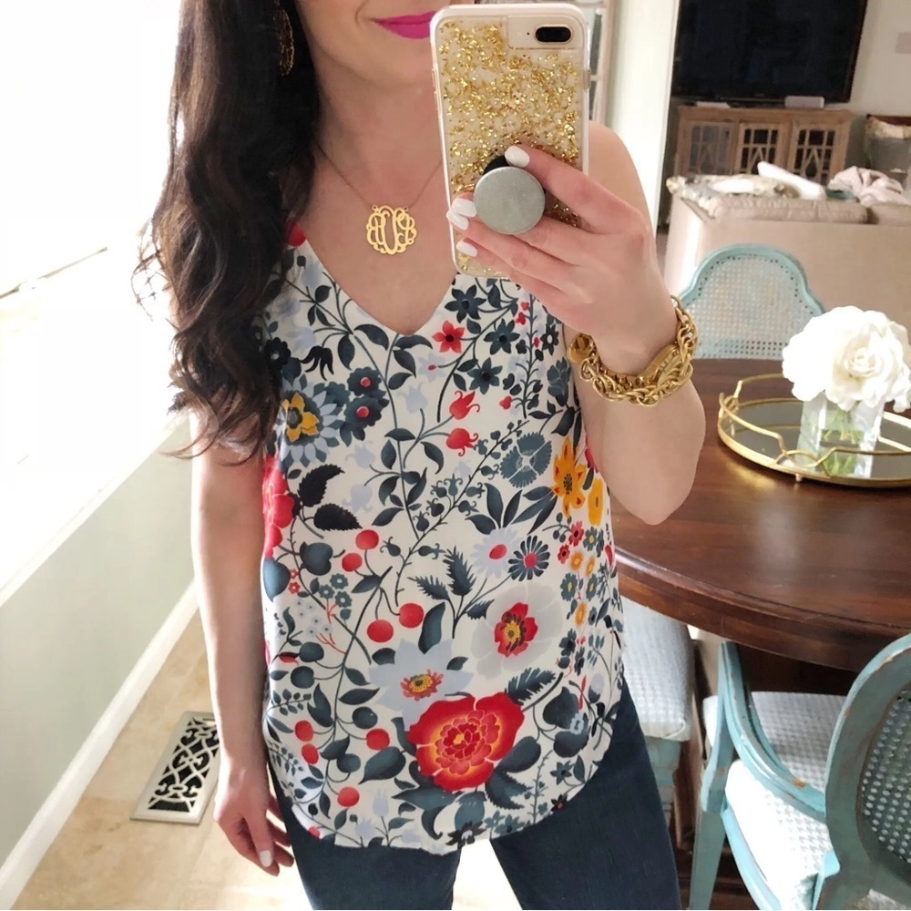 Loft White Floral Tank